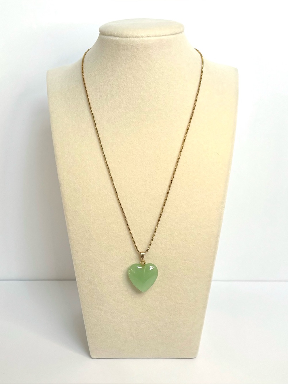 Sage glass heart pendant necklace
